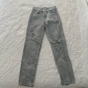 American Eagle 90s Charcoal Gray Jeans Distressed// X-Long